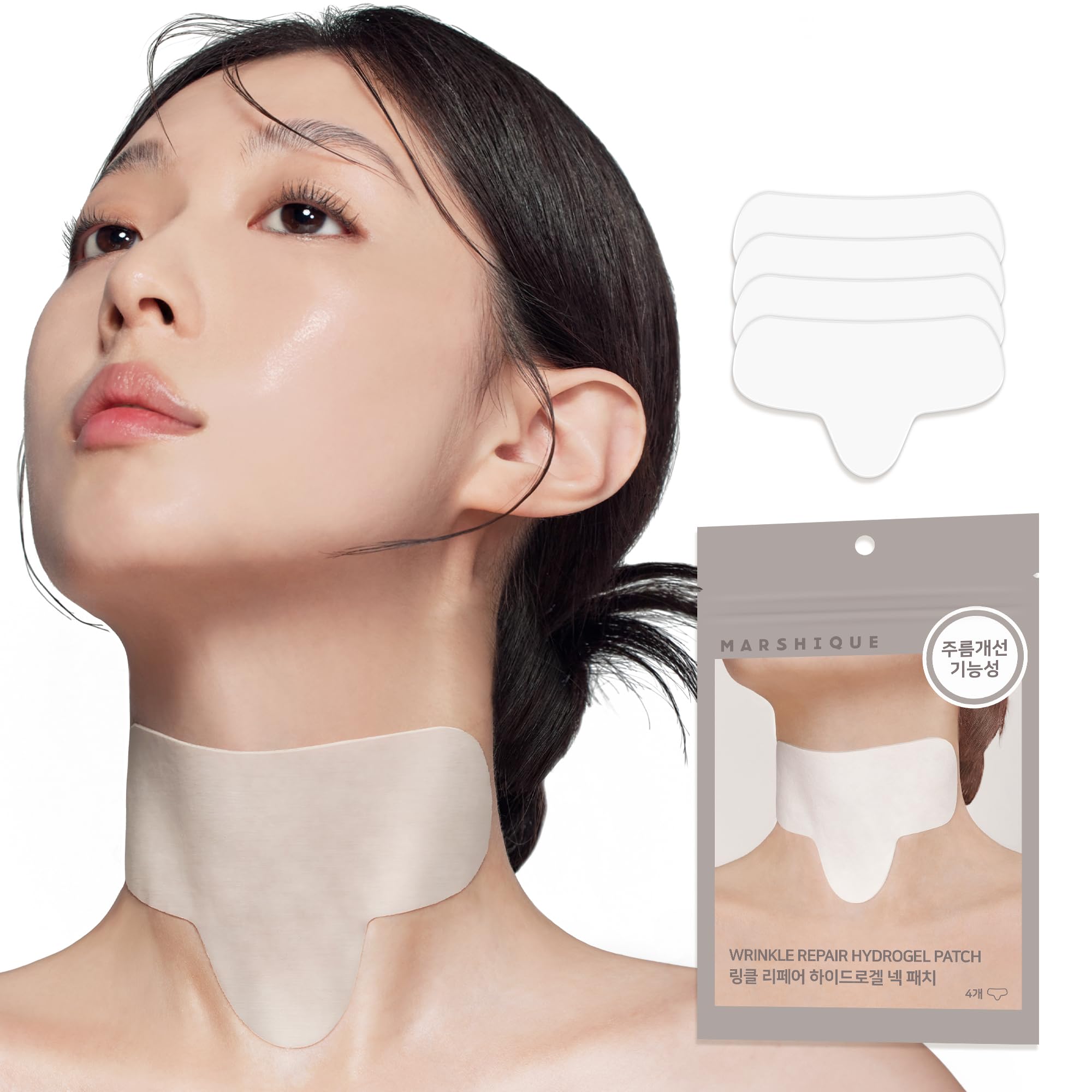 

MARSHIQUE Hydrogel Neck Patches for Moisturizing and Sagging Neck Korean Hydrogel Neck (4-Pack) Neck, Anti-Wrinkle, Care. Cosmetics. Close-Fitting