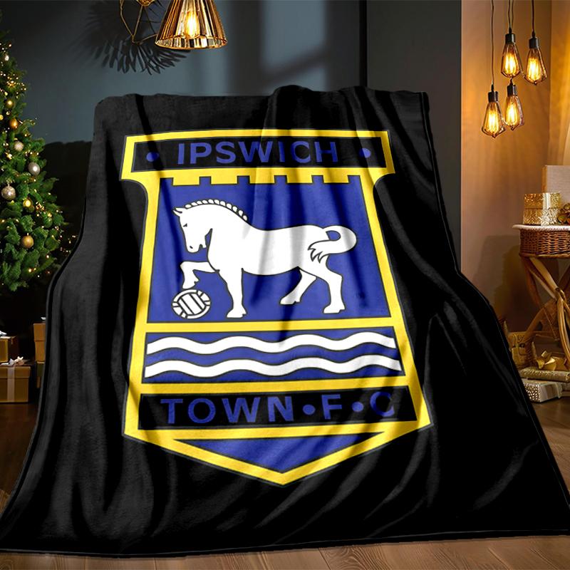 FC Ipswich Crest Blanket Lightweight Ideal Bedding Blanket Perfect for Travel, Camping, Living Rooms, Offices, Sofas, Fan Christmas Gift