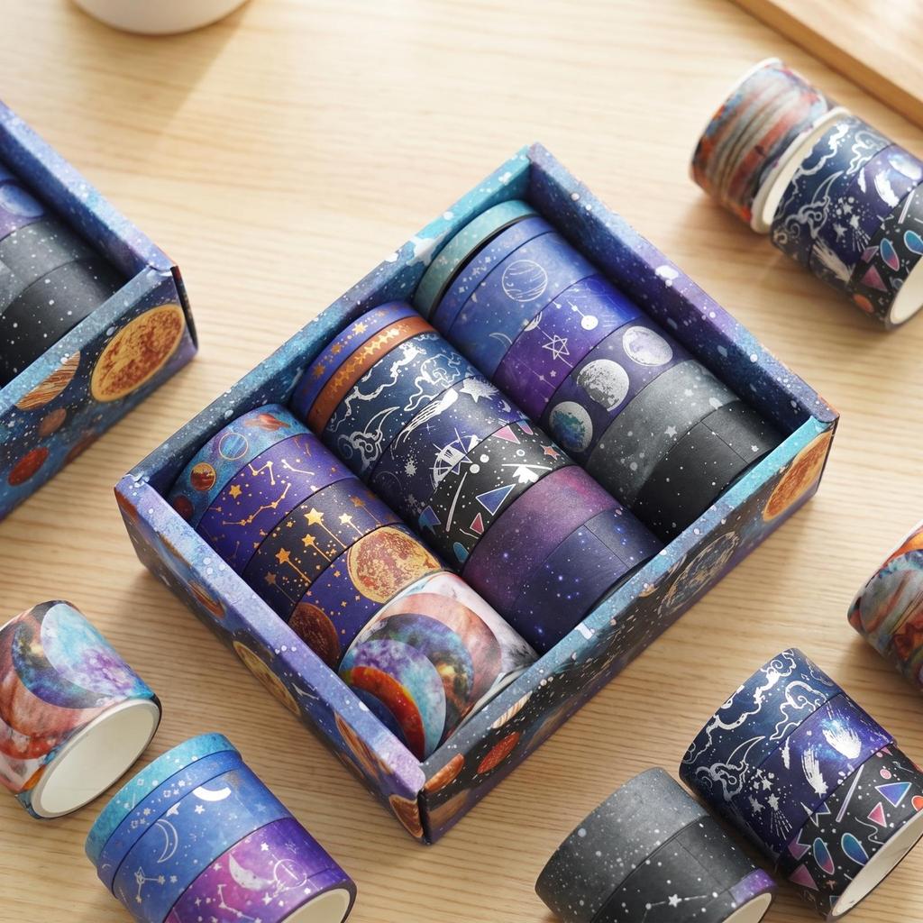 Space Washi Tape Starry Celestial Gold Foil for Crafters