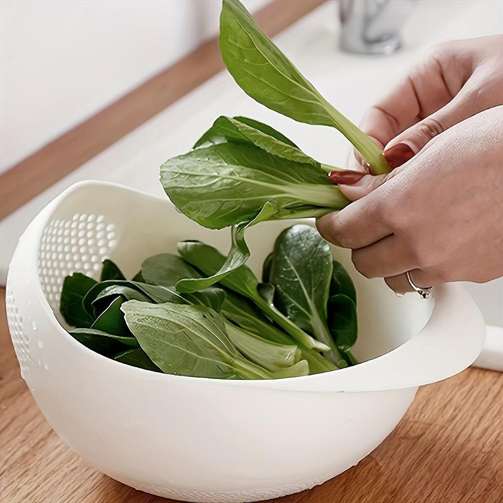 Rice Washing and Draining Basket, Creative Sieve with Handle, Convenient and Multifunctional, Large Capacity Streamlined Design for Quick Drainage