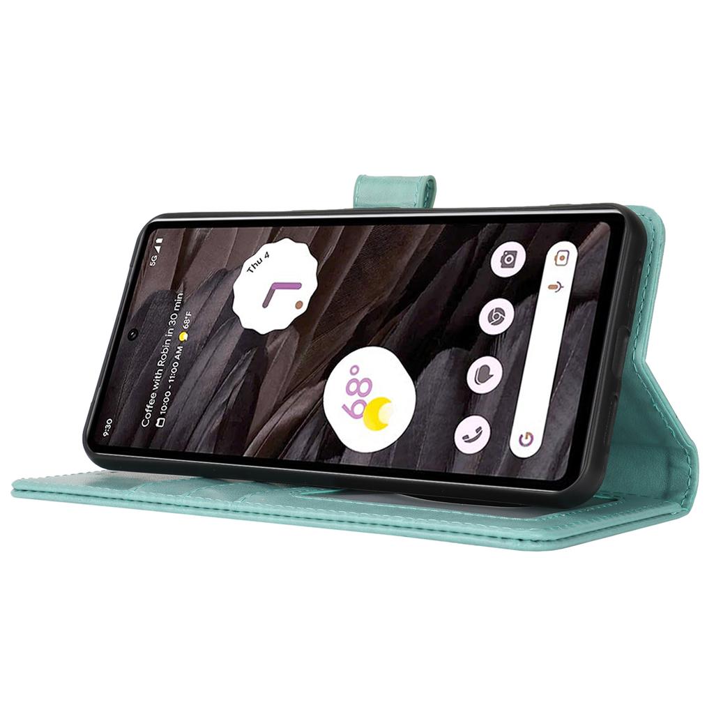 For Google Pixel 7a Case Textured Leather Wallet Phone Cover with Strap