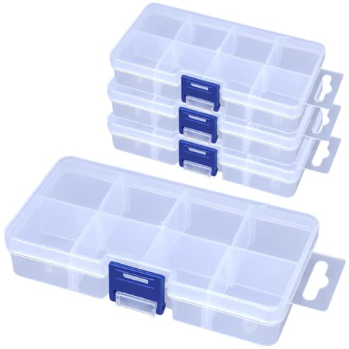 

fogman Parts Case, Small Item Case, Removable Grid Storage Case with Dividers, Set of 4 (2x4 Grids)