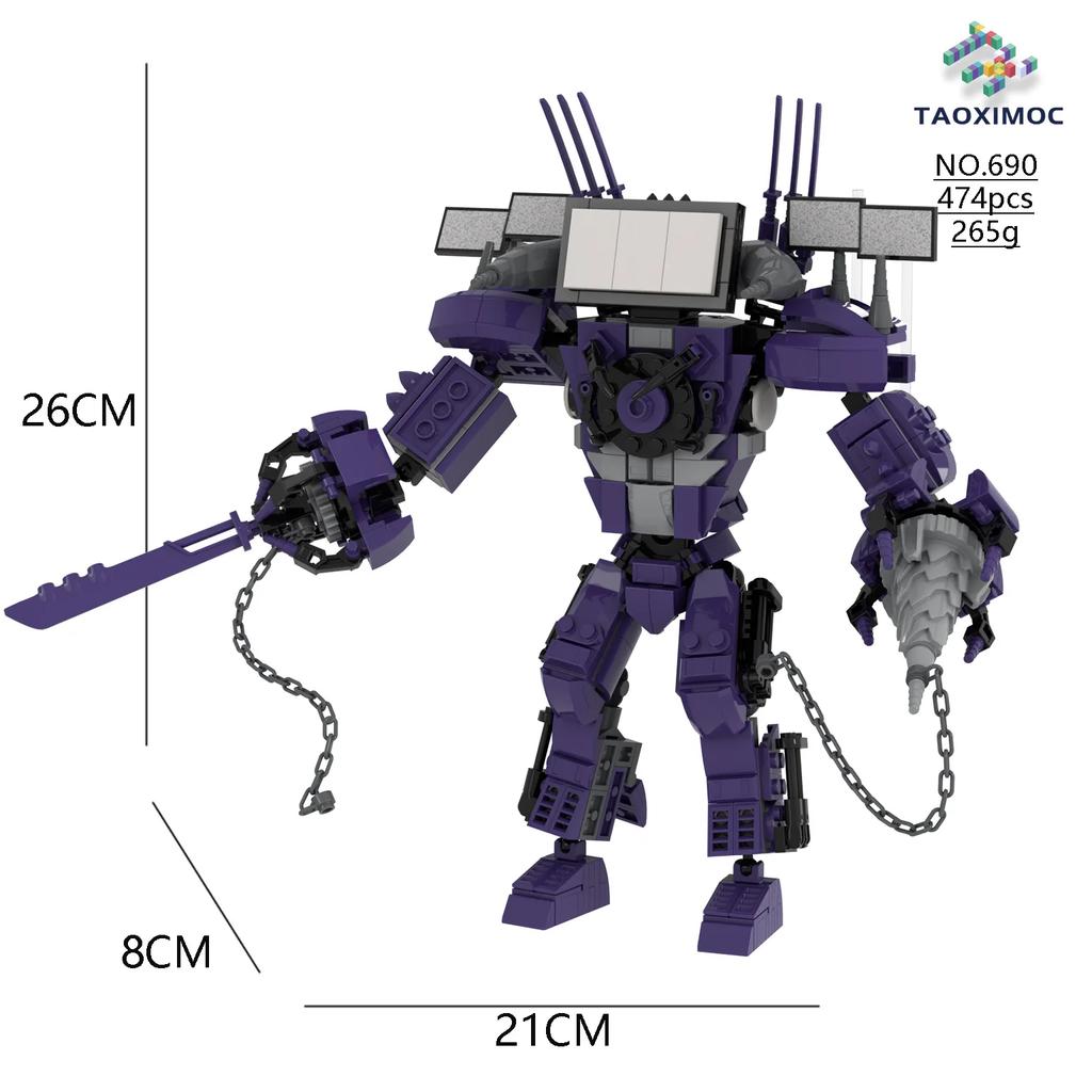 Skibidi Toilet MOC Abstract Building Block Set Monitor Doomsday Watcher Titan TV King Scale Model Compatible With Block Bricks Toys Playsets