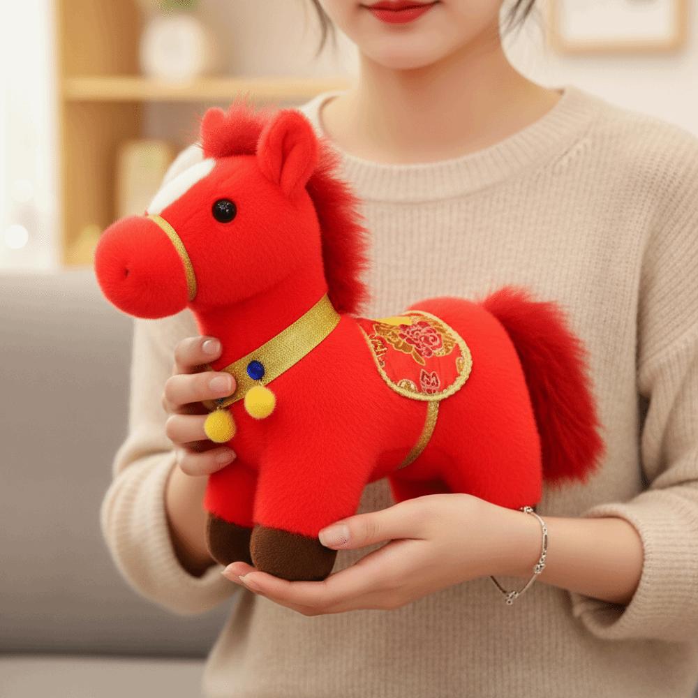 Good Luck 2026 Horse Plush Doll Mascot Dolls Zodiac Pony Figurine Stuffed Horse Toy  Birthday Gift