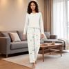Women's Casual Neck Loose Fit Printed Pajama Set Sleepwear Pants
