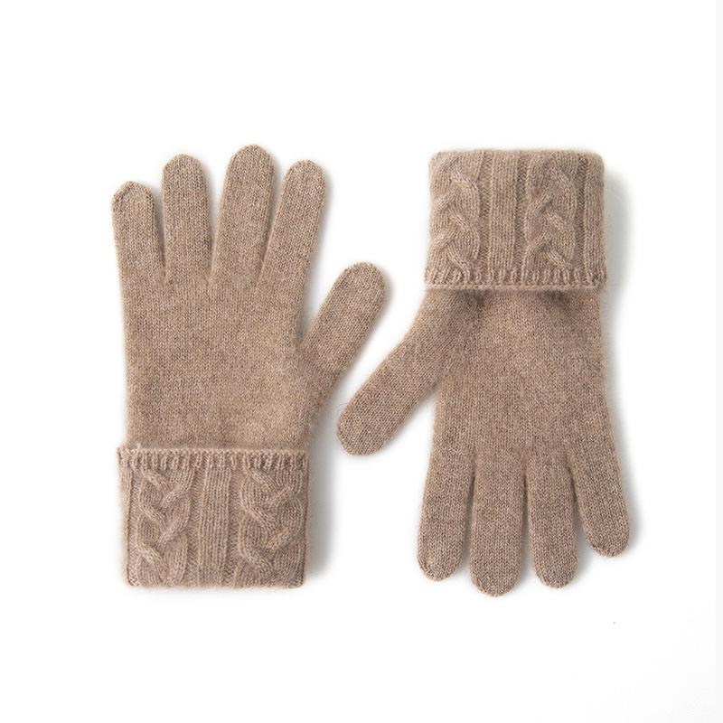 Cashmere Autumn and Winter New Unisex Retro Jacquard Warm Cycling Windproof Knitted Five Finger Gloves