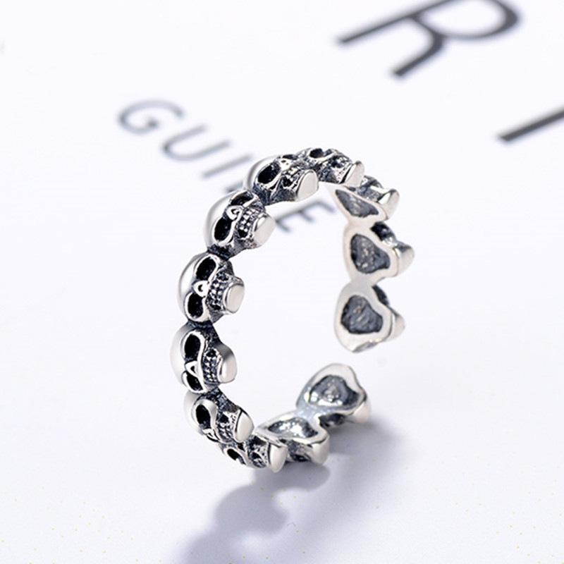 

Buyee 925 Sterling Silver Personality Finger Ring Sets Elegant Skeleton Open Ring for Woman Men Rock Punk Fine Jewelry Circle resizable