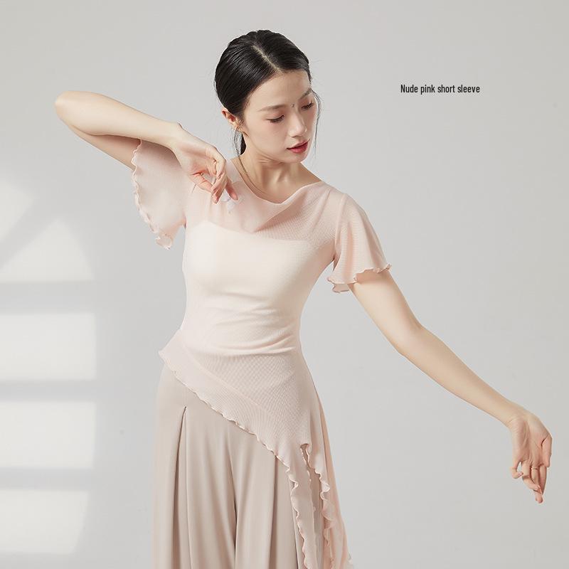 Butterfly Collar Gauze Top for Classical & Modern Dance Practice Large