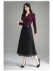 2026 Spring Elegant High Waist A-Line Midi Skirt with Wood Ear Lace Patchwork