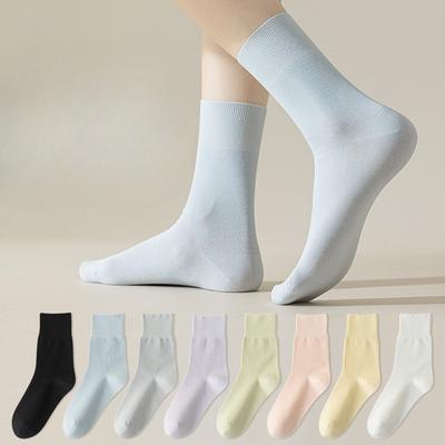 5 Pairs of Women's Summer Thin Cotton Boneless Anti Pilling Loose Tube Socks