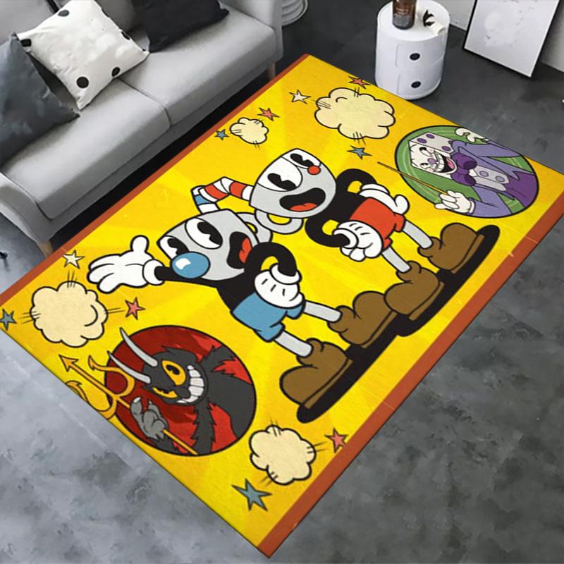 Cuphead Game Carpet Rug for Living Room Bedroom Home Sofa Decoration,Kids Play Non-slip Floor Mat