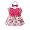 Baby Ruffle Bow Flower Mesh Dress Jumpsuit for 0-2 Years