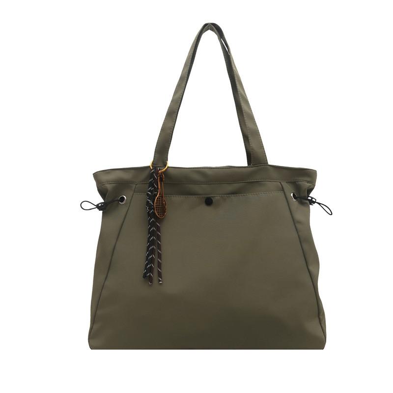 Nylon Large Tote Bag For Women Casual Street Style With Zipper Closure And Inner Phone Pocket