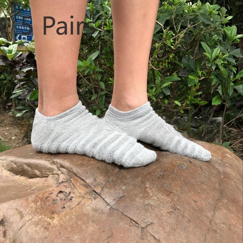5 Pairs of Caterpillar Men's Short Socks Solid Colour Shallow Towel Thickened Sweat Breathable Sports Socks Autumn Cotton Boat Socks