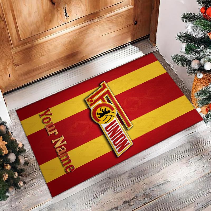Union Berlin FC Printed Crystal Velvet Rug Non‑Slip Crystal Velvet Carpet For Sofa Bedroom Indoor Home Decoration