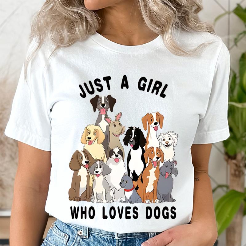 

Просто девушка, которая любит собак, трендовая летняя одежда с коротким рукавом, принт, графическая футболка, женская мода, женская рубашка, футболка, одежда S