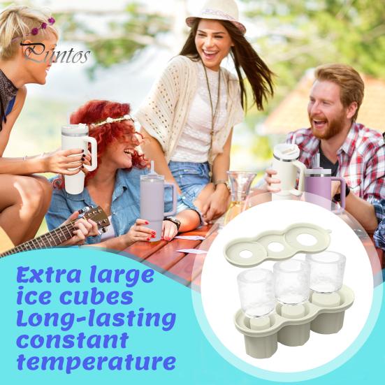 Beverage Ice Mold Silicone Cylinder Cube Tray for 20-40oz Tumbler Cup with Lid Hollow Shape Stackable Easy Release Juice Whiskey Cocktail Cubes Maker