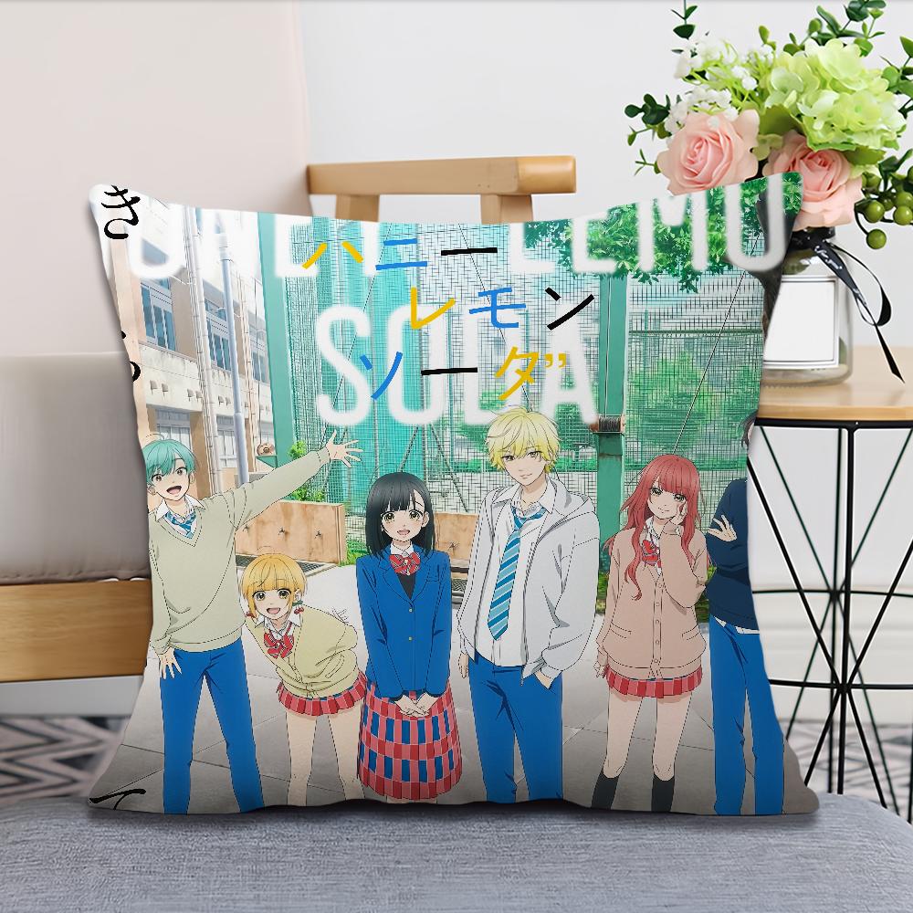 Soft Comfortable Pillow Case for Sofa Soda Living Couple Anime Manga Room Home Office Decor H-Honey L-Lemon and Protective Cover