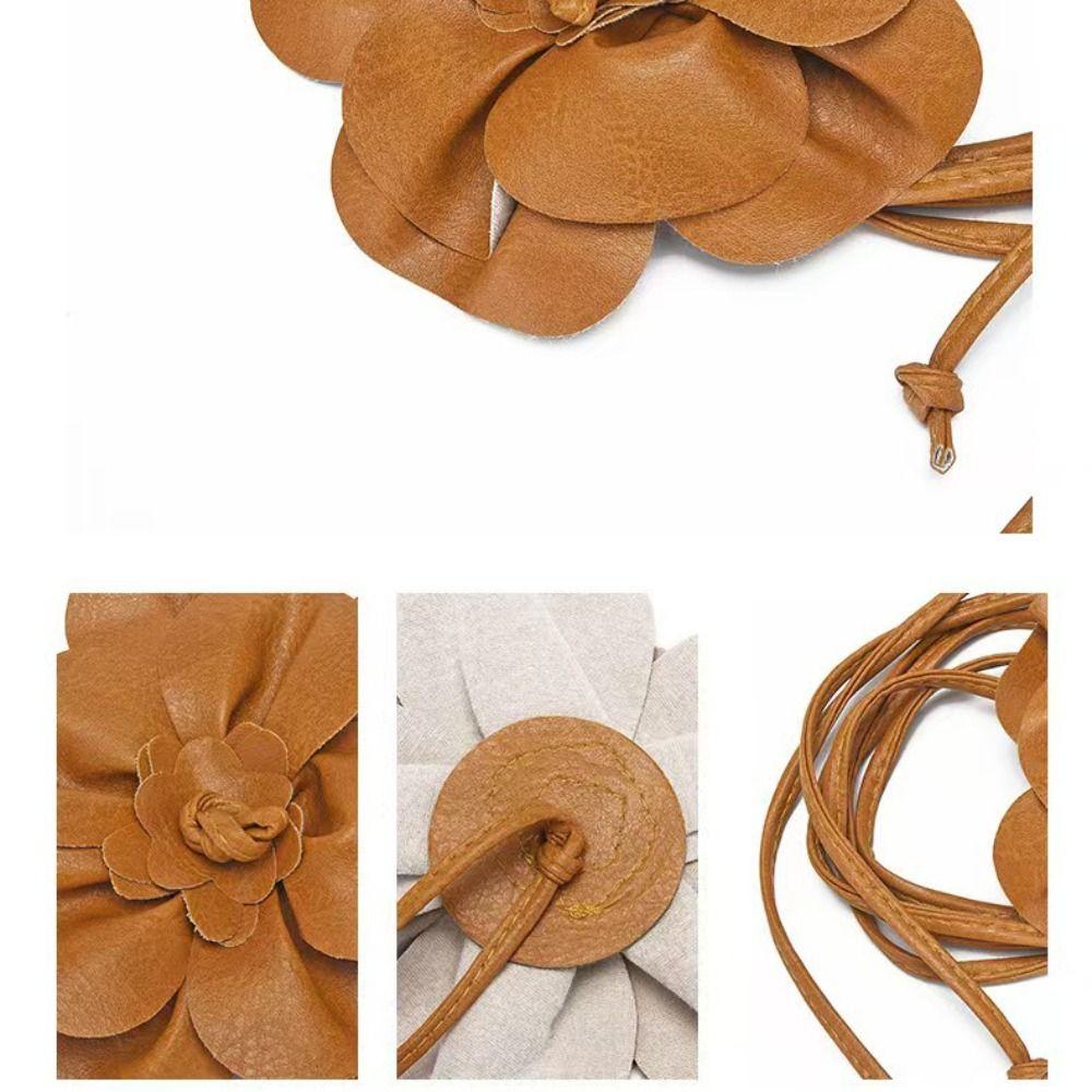 Vintage Blumen Gürtel Floraler Leder Seil Gürtel PU Leder Blumen Taillen Kette Kleid Zubehör