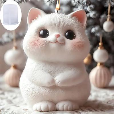 3D Cute Cat Silicone Mold DIY Aromatherapy Candle Plaster Ornaments Decorative Mousse Cake Biscuit Baking Mold
