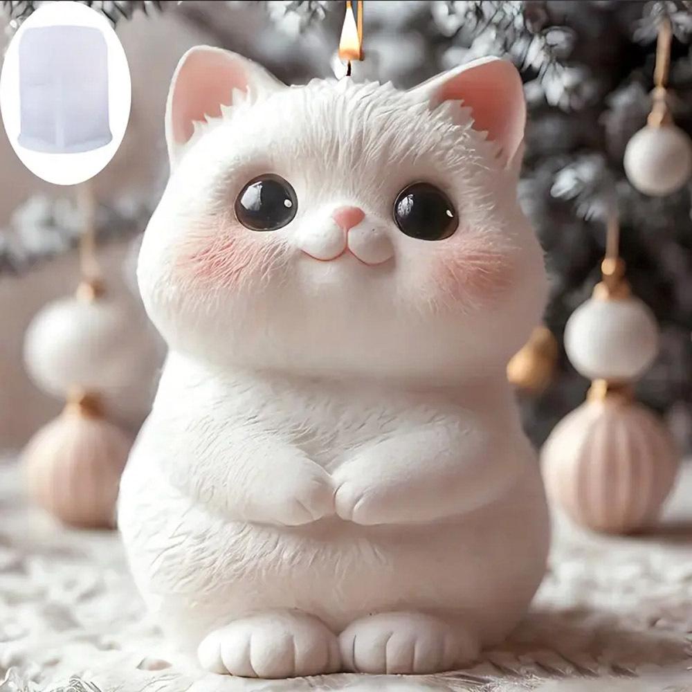 1PC Cute Cat Silicone Mold for DIY Aromatherapy Candle Baking Mousse Cake And Biscuit Decorative Plaster Ornaments
