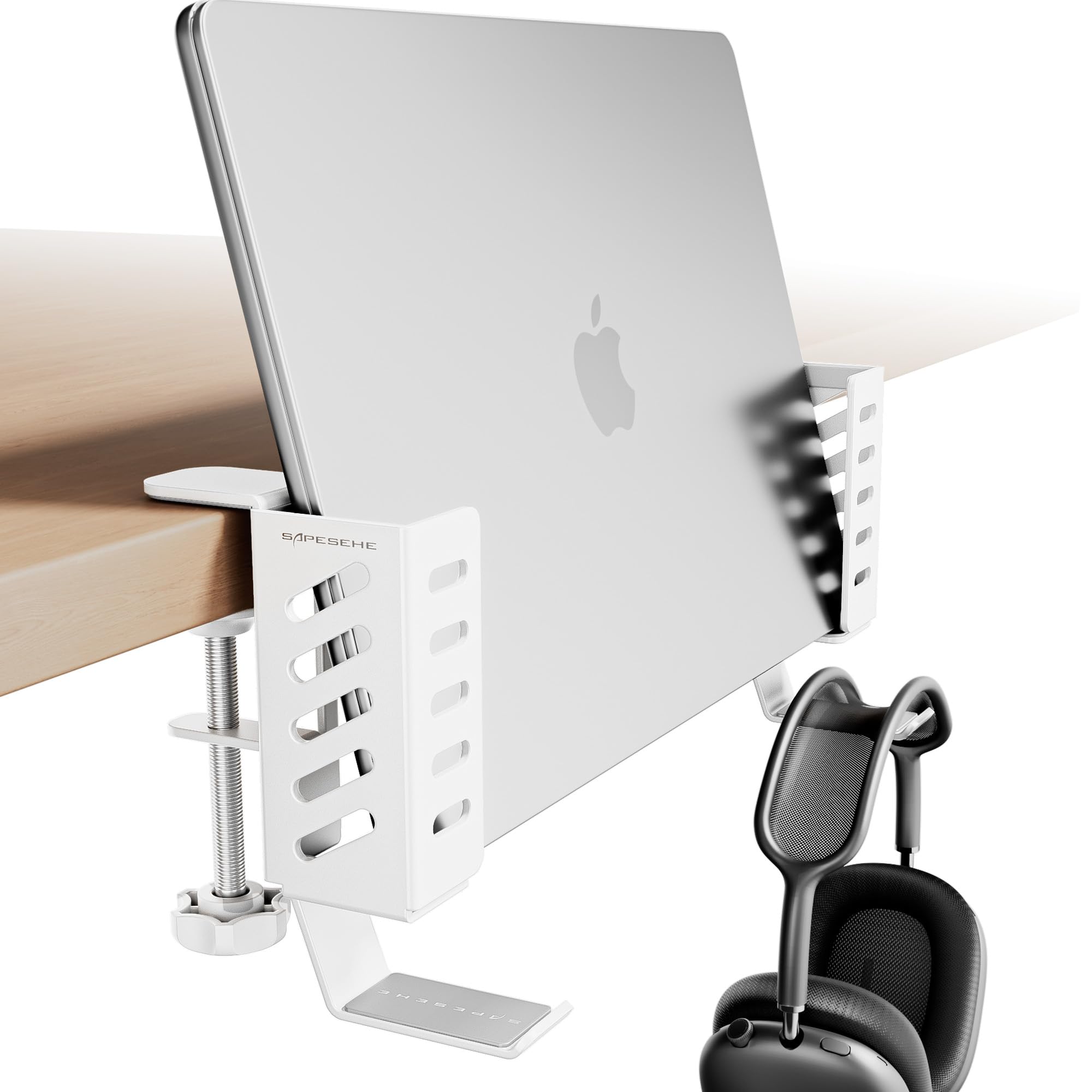 

SAPESEHE Vertical Laptop Storage Adjustable Laptop Laptop Tablet Headphone Desktop Heat No Drilling of Stand, Desk-Side Rack, Width, Stand, Holder, белый