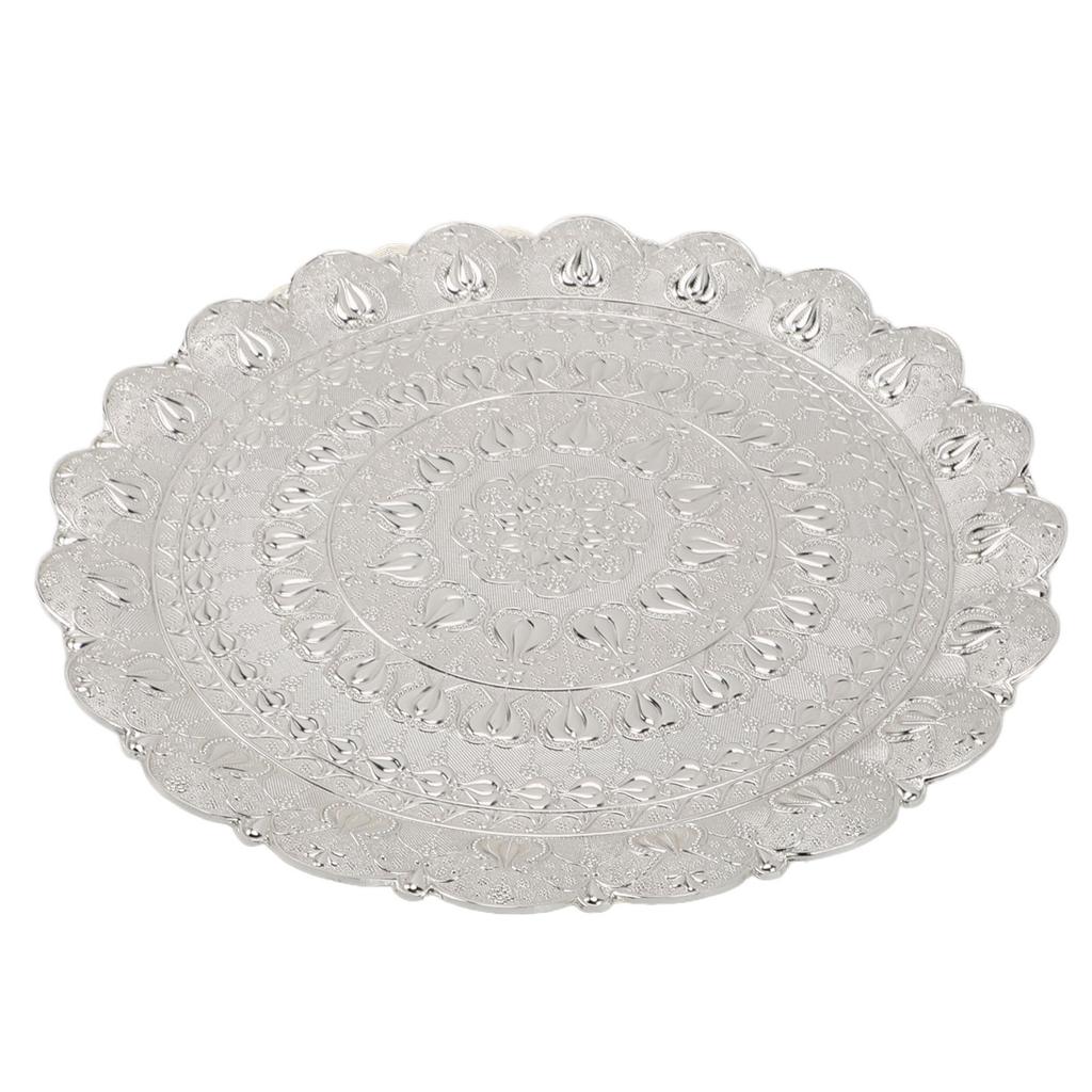 Turkish Tea Coffee Serving Tray Vintage Style Embossed Pattern Round Coffee Plate for Bar Outdoor