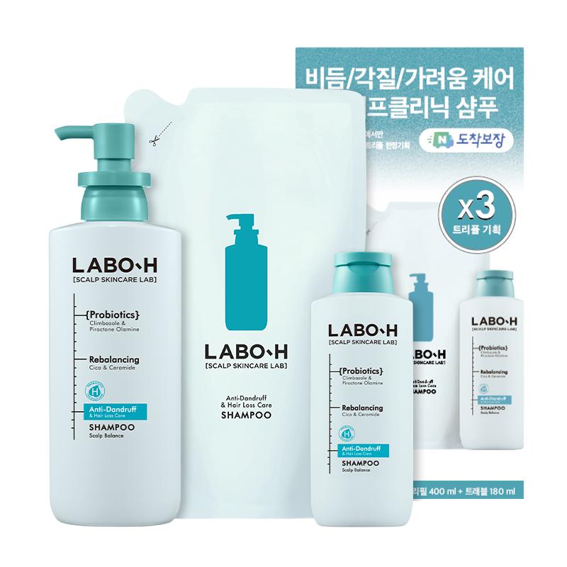 LABO-H Dandruff Scalp Clinic Anti-Hair Loss Shampoo Set (4 opt,) – Intensive Scalp Care for Dandruff, Itchy Scalp, and Hair Strengthening, Korean