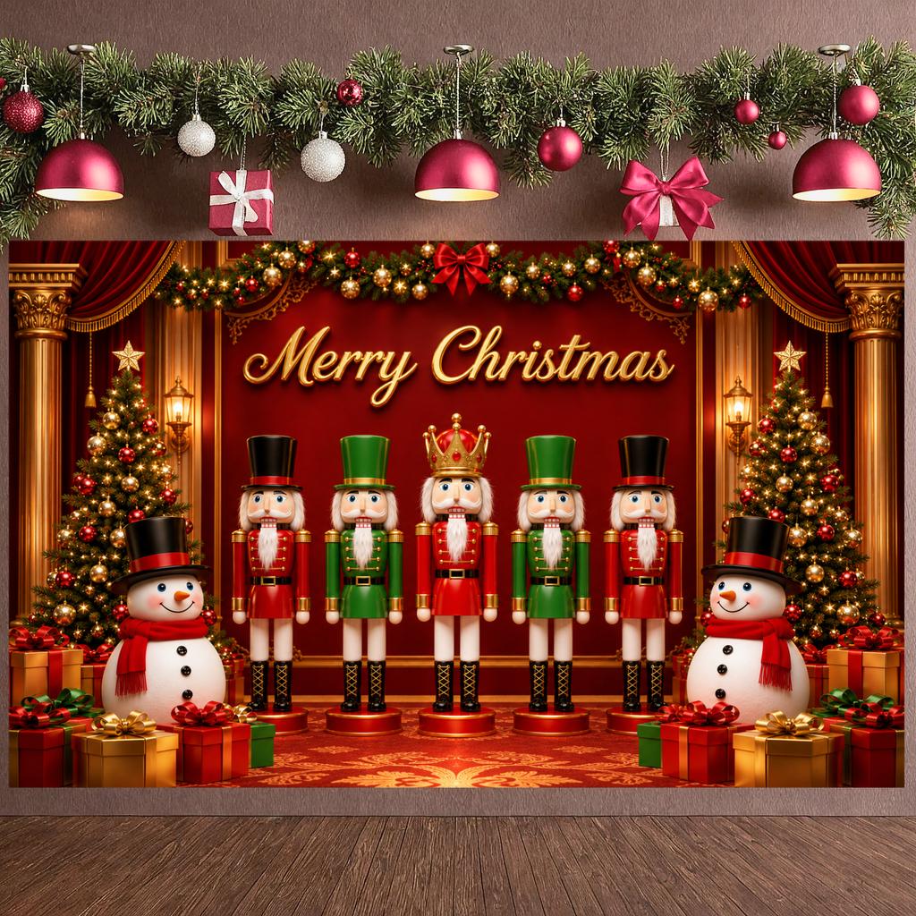 Holiday Background Sparkling Ornaments Christmas Party Banner Christmas Display Gift Box Decor Christmas Celebration Banner