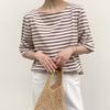 K-style Summer New Youth round Neck White Stripes Print Gas Casual Fashion Loose Half Sleeve T-shirt Tops