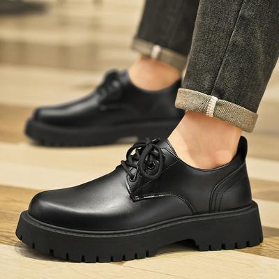 2026 Spring Men Solid Color Business Board Shoes, PU Lace Up Flat Casual Sneakers, Non-slip Rubber Sole Microfiber Lining Daily Shoes