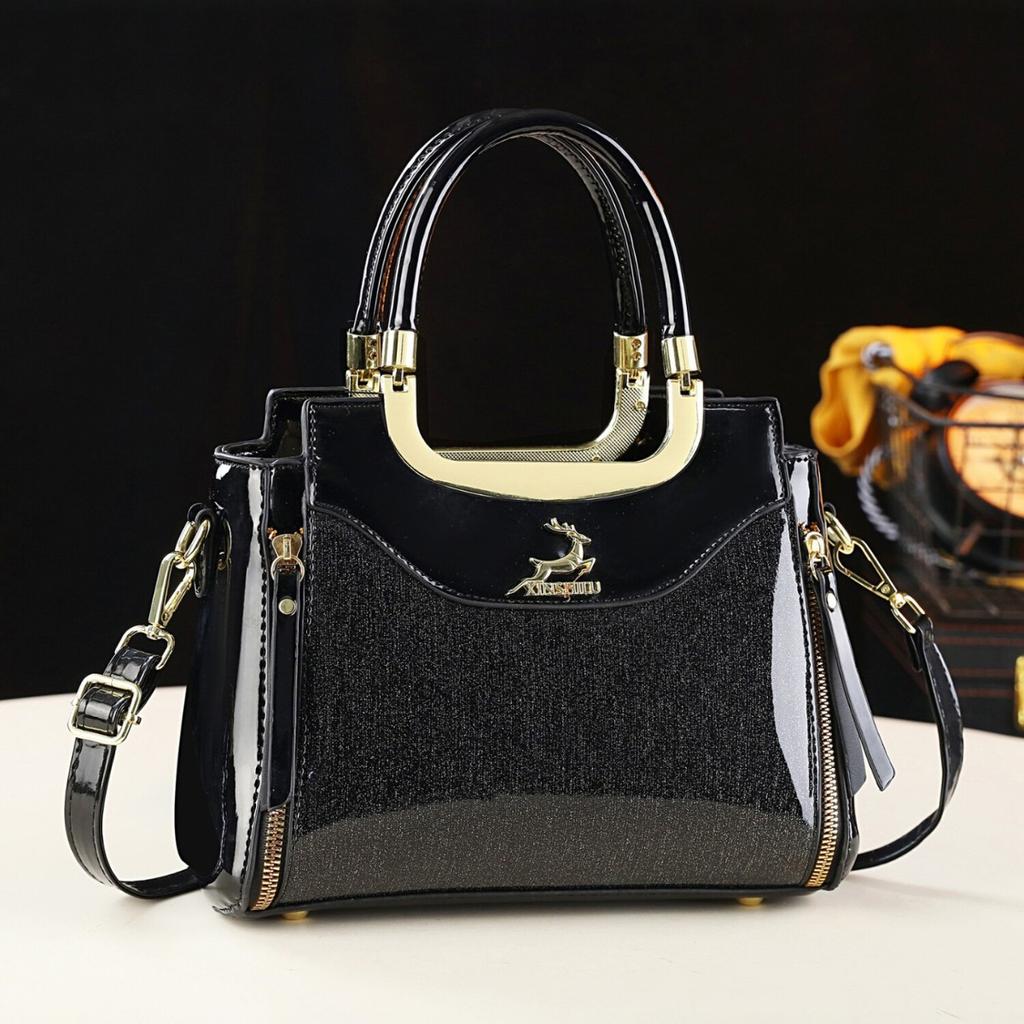 2026 New Shiny Leather Handbag for Women  Fashionable and Versatile Single Shoulder Crossbody Bag