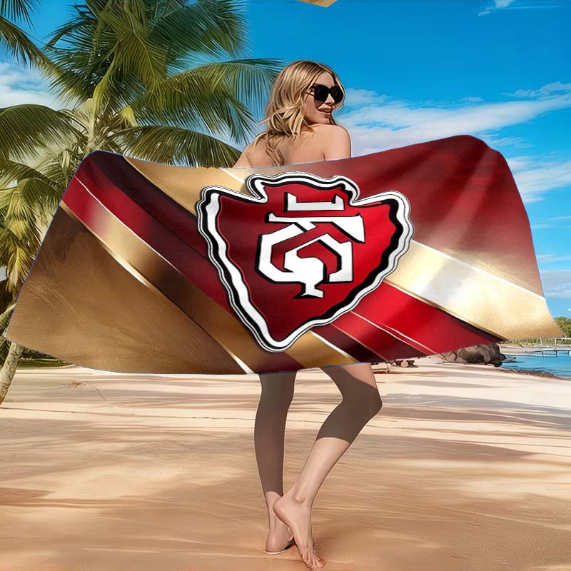 City Chiefs Emblem Printed Microfiber Beach Towel, Soft And Absorbent, Quick-Dry, Ideal for Summer Travel, Beach Essential, Swimming Pool