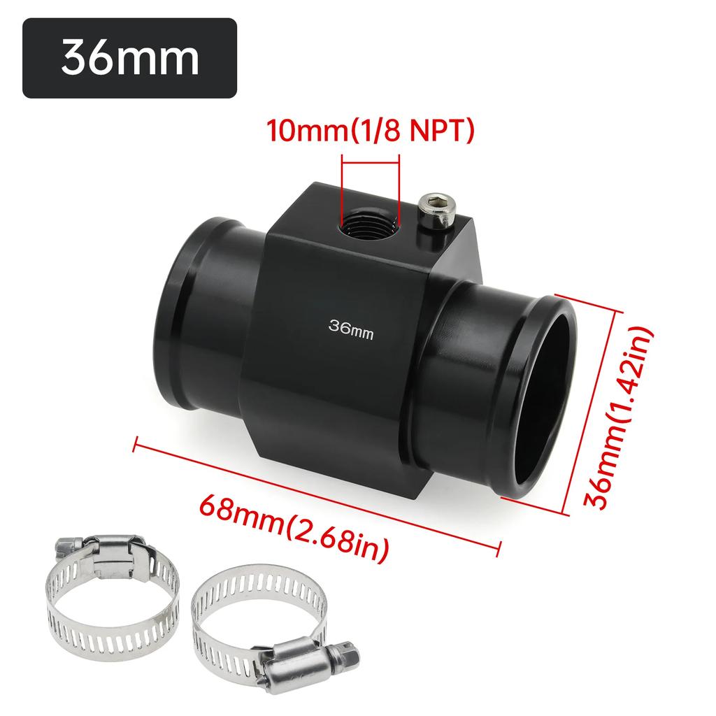 Water Temperature Sensor Adapter Pipe 28mm / 30mm / 32mm / 34mm / 36mm / 38mm / 40mm Gauge Radiator Hose Adapter Blue / Black