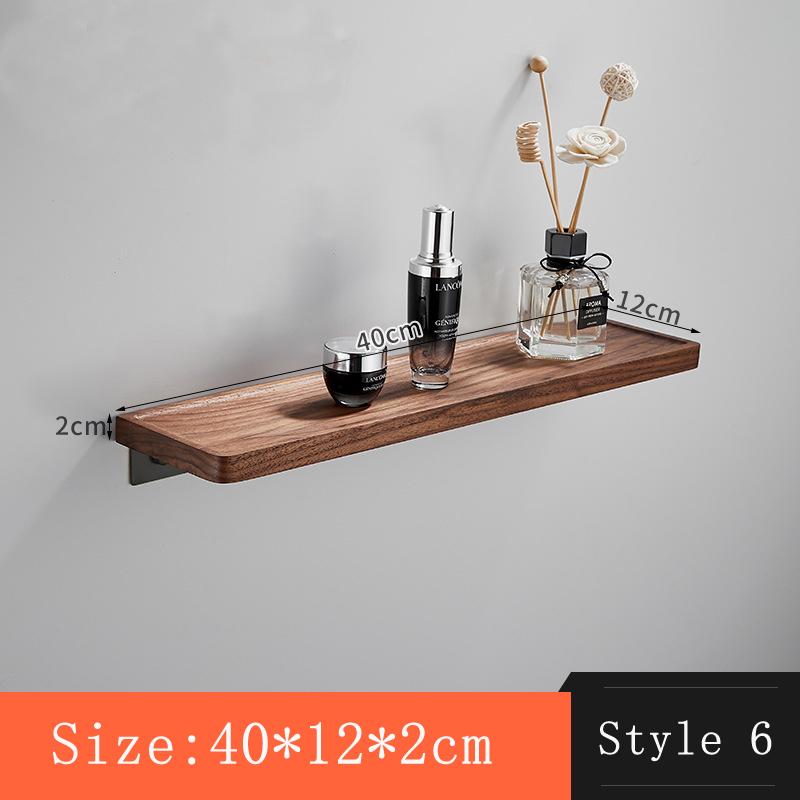 HeMu No Punch-free Walnut Wall One-piece Mirror Front Desk Storage Rack Bathroom Storage Rack Wall Wall Hanging Rack