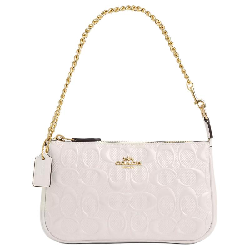

COACH Nolita 19 Brand Logo Zipper Closure Patent Leather Hand Shoulder Bag Small Women White білий