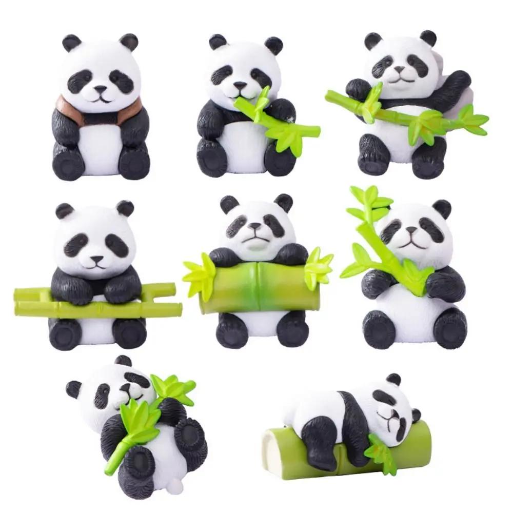 Random Style Micro Landscape Mini Panda Ornaments Resin Crafts Cartoon Simulation Panda Ornaments 3D Panda Miniatures Office