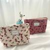 Retro Corduroy Kosmetiktasche Blume Große Kapazität Kulturtasche Handgehalten Make-up Tasche Beauty Aufbewahrung