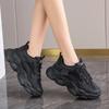 Women New Fashion Platform Sport Shoes Women 2025 New Summer Black Casual Chunky Sneakers Women Mesh Leather Platform Shoes