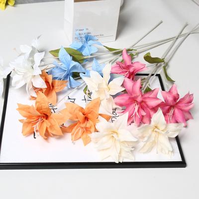 3 Heads Artifical Lily Flower Faux Lily Flower Arrangement Long Stem