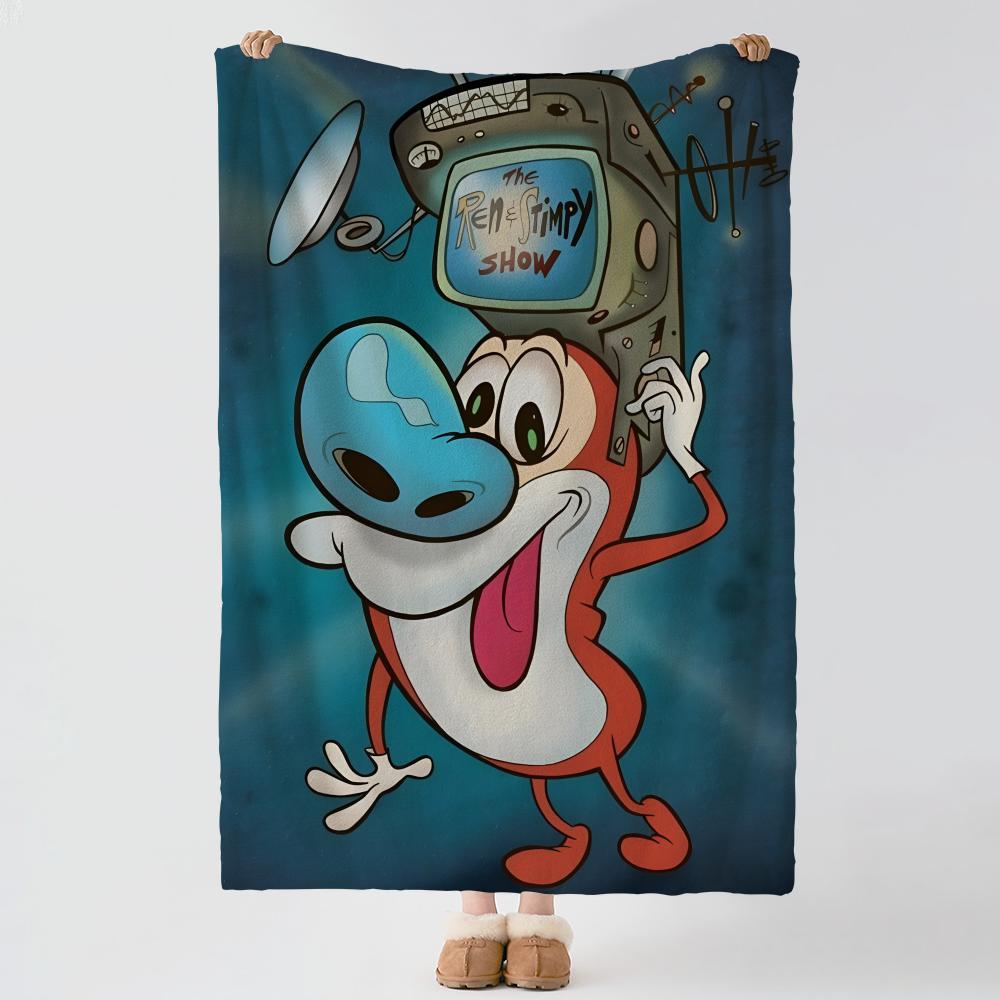 TThe RRen Stimpy Show Throw Soft Warm Flannel Blanket Multiuse Throw for Bed Sofa Office Air Conditioning Nap Blanket