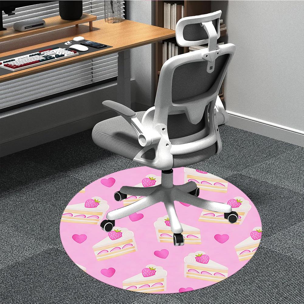 

1pc Strawberry Cake Heart Chair Carpet for Office Non-Slip, Rug for Office, Room, Good Gift for Family or Friends, yy251226204 80cm by 80cm