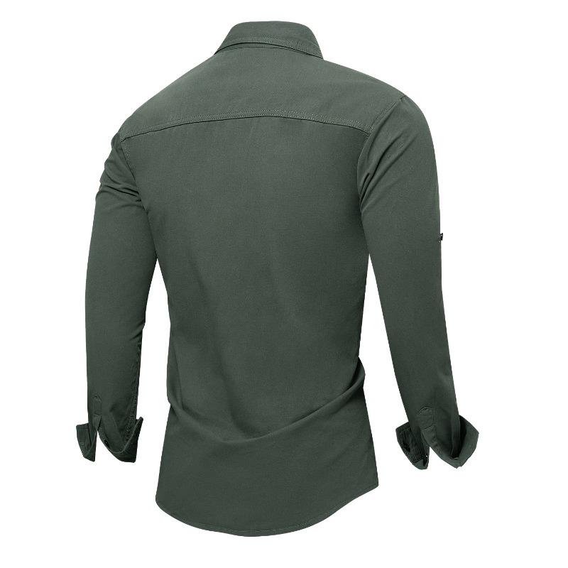 High Quality Cotton Shirt Men Outdoor Multi Pockets Long Sleeved Cargo Shirts Man Loose Shirts Male Solid Casual Blouse