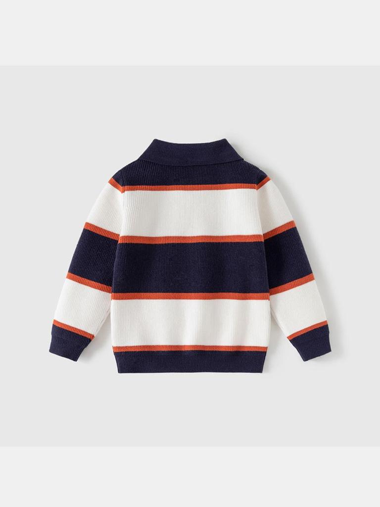 Tengyun Boys' Striped Polo Collar Knit Sweater for Children