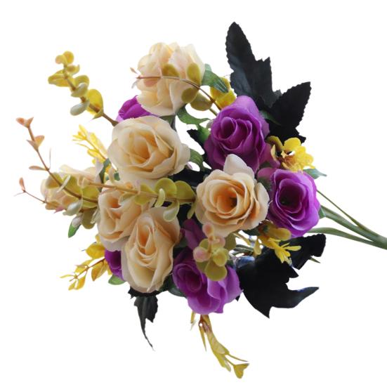 6 Forks 12 Heads Simulated Roses Bright Colors Realistic Appearance Artificial Flowers Photo Props Home Decor