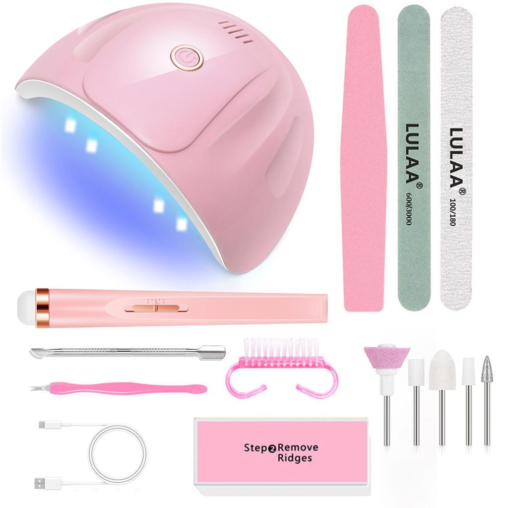 Electric Nail Polishing Machine Set Manicure Set With Light Portable With Battery Electric Manicure Art Tools For Gel Remover