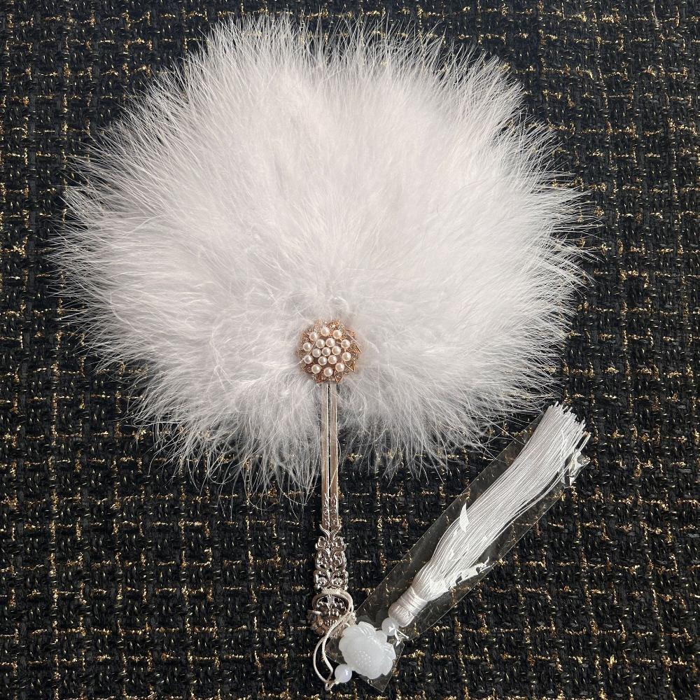 Vintage with Tassels Fairy Feather Fan Colorful Fluffy Craft Fan Foldable Photo Prop Dance Hand Fan