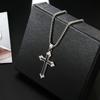 Gothic Party Gifts Minimalism Black Silver Color Stainless Steel Cross Pendants Clavicle Chains Men Necklaces Cross Necklaces