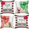 New Santa Christmas Deer Pillowcase Linen Printed Pillowcase Festive Sofa Decorative Cushion Cover