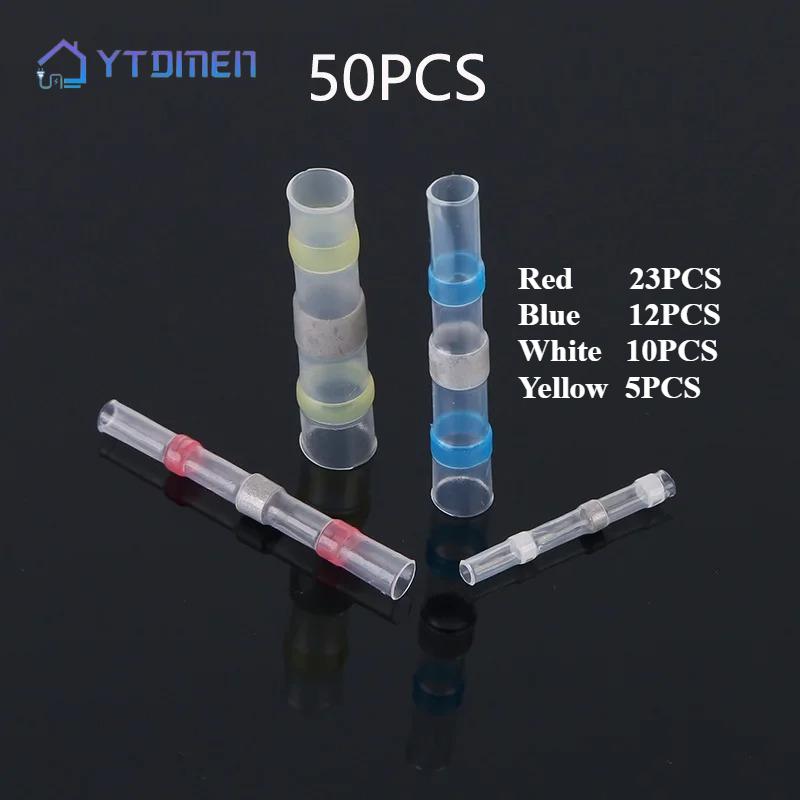 50PCS Heat-shrink Tubing Connectors Terminals Insulated Waterproof Solder Sleeve Tube Electrical Wire Connectors Assortment Kit